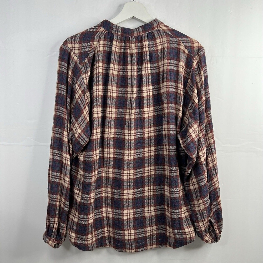 Free People Sz XS Button Front Shirt Northern Bound Plaid Flannel Onyx Oversized - Picture 10 of 11